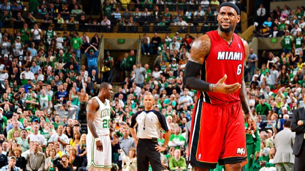 Lebron looks on vs Boston in 2012