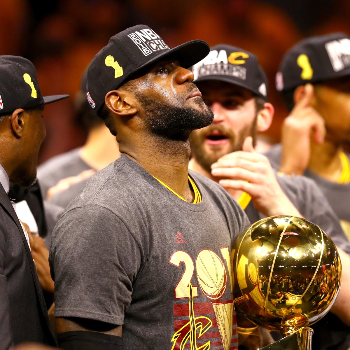 Lebron is emotional celebrating Clevelands championship in 2016